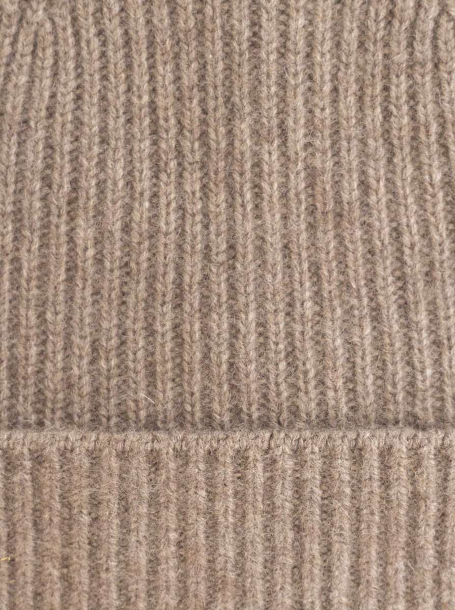 💕 Zwillingsherz Mütze "Ribbon Pattern" 100 % Kaschmir Taupe