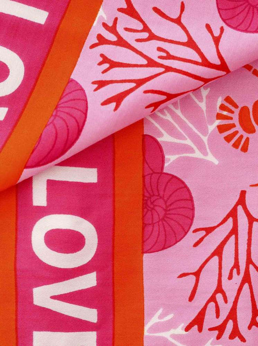 💕 Zwillingsherz Dreieckstuch "Lobster Love Muschel" Orange Pink Viereck Bambus nachhaltig organic