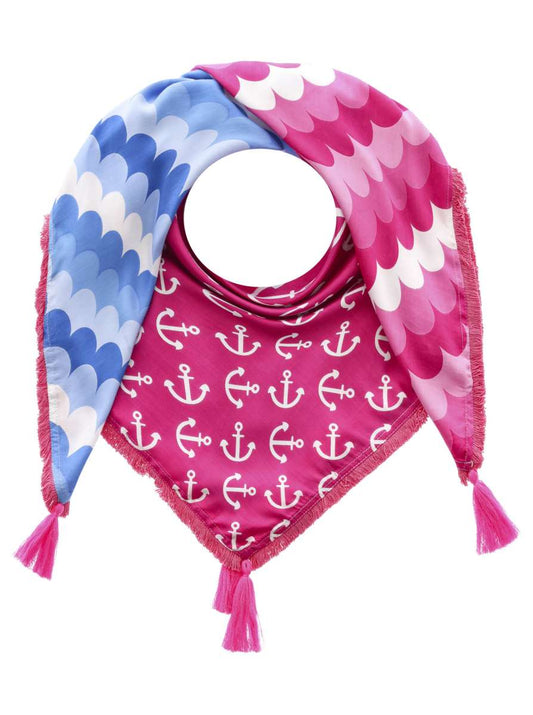 💕 Zwillingsherz Dreieckstuch "Schuppenmuster Anker" Bambus nachhaltig organic Pink Blau
