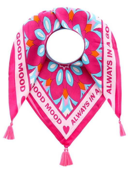 💕 Zwillingsherz Dreieckstuch "Always in a good mood" Türkis Pink Viereck Bambus nachhaltig organic