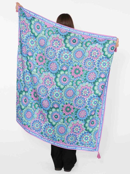 💕 Zwillingsherz Dreieckstuch "Mandala" Happy and Beautiful Blau Grün Viereck Bambus nachhaltig organic