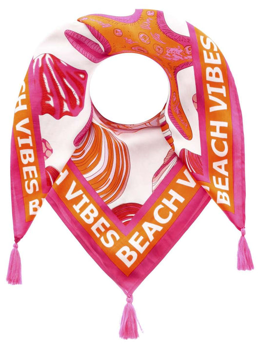 💕 Zwillingsherz Dreieckstuch "Beach Vibes Seestern" Pink Orange Viereck Bambus nachhaltig organic