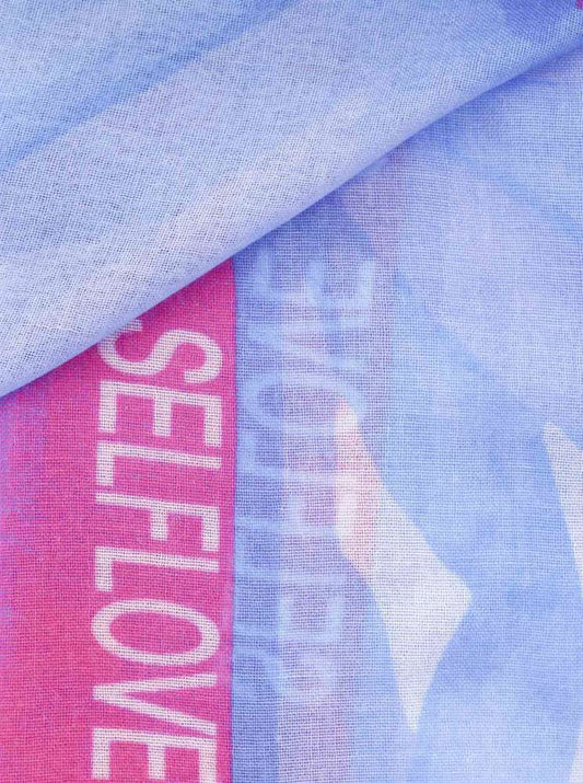 💕 Zwillingsherz Dreieckstuch Viereck "Flower Selflove" Blau