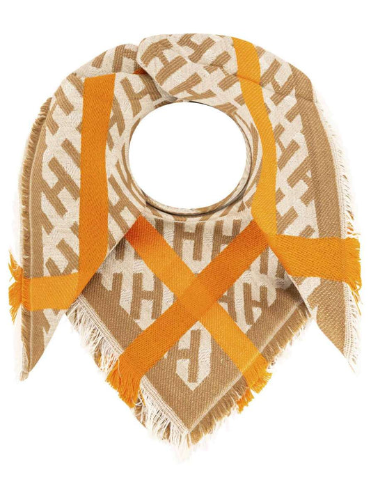 💕 Zwillingsherz Viereckstuch "H-Muster" Wolle Orange