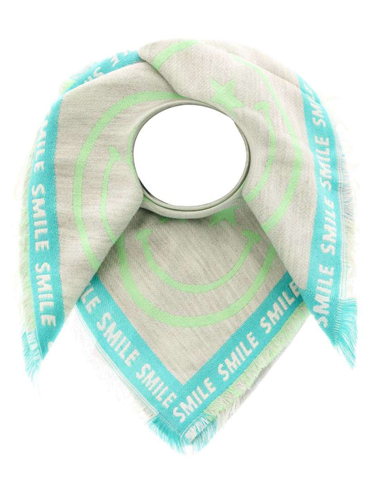 💕 Zwillingsherz Viereckstuch "Happy Smiley Groß" Wolle Türkis