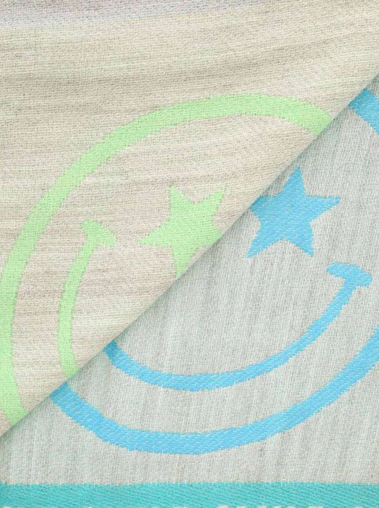 💕 Zwillingsherz Viereckstuch "Happy Smiley Groß" Wolle Türkis