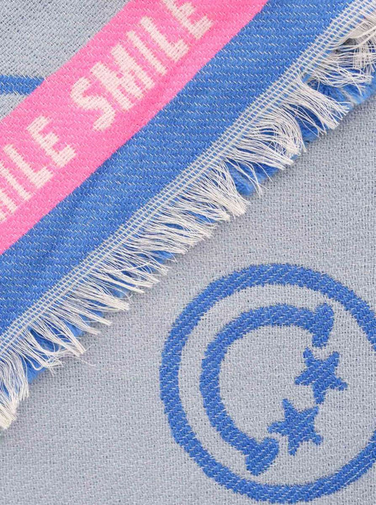 💕 Zwillingsherz Viereckstuch "Happy Smiley Klein" Wolle Hellblau