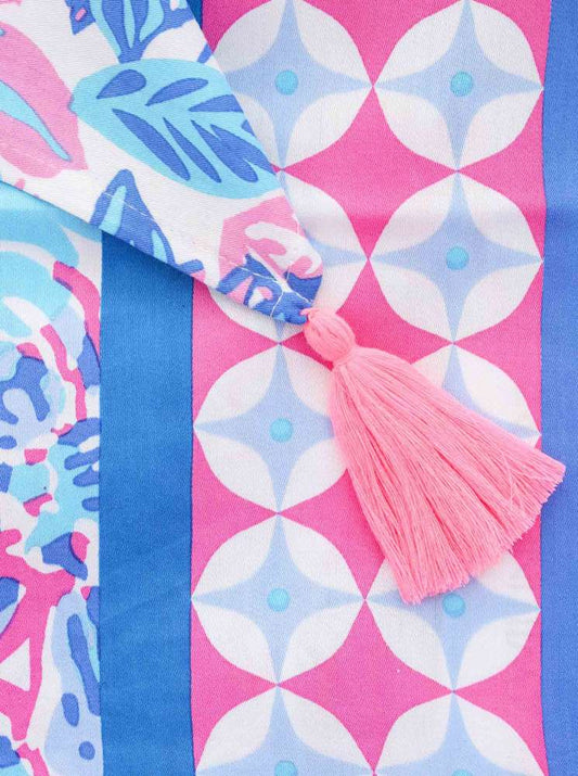 💕 Zwillingsherz Dreieckstuch "Hawaii Blume" Blau Viereck Bambus nachhaltig organic