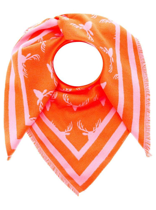 💕 Zwillingsherz Dreieckstuch Viereck "Hirschkopf" Dunkelorange