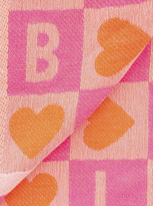 💕 Zwillingsherz Viereckstuch "Kacheln Liebe" Wolle Pink