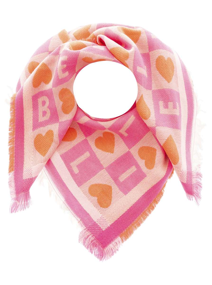 đź’• Zwillingsherz Viereckstuch "Kacheln Liebe" Wolle Pink