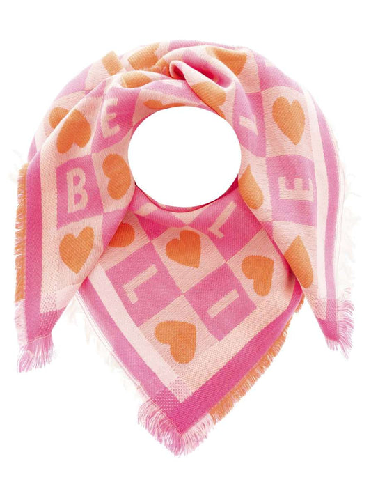 💕 Zwillingsherz Viereckstuch "Kacheln Liebe" Wolle Pink