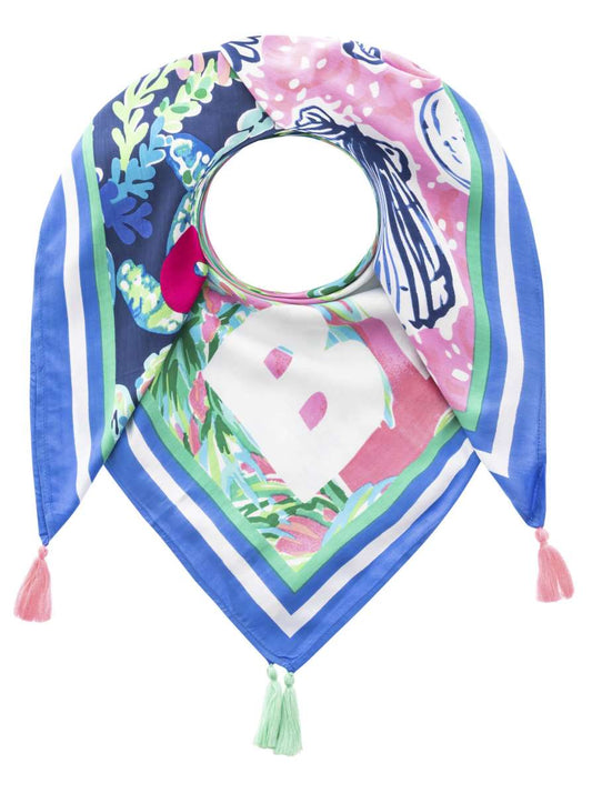 💕 Zwillingsherz Dreieckstuch Viereck "Sunny day" Viskose Blau