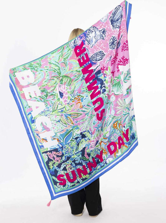 💕 Zwillingsherz Dreieckstuch Viereck "Sunny day" Viskose Blau