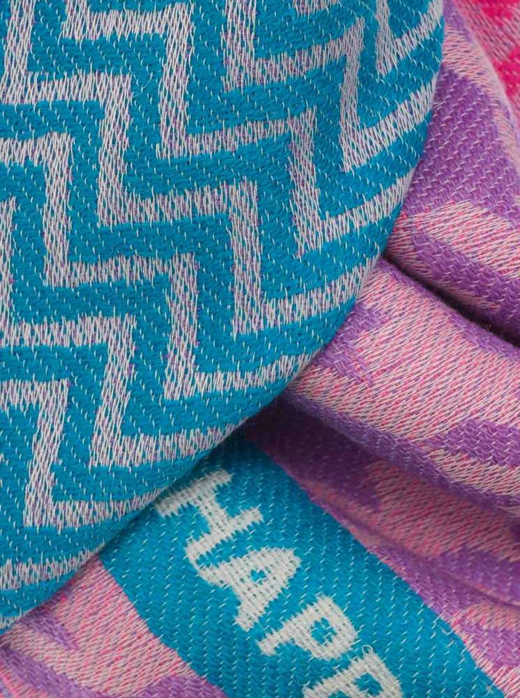 💕 Zwillingsherz Dreieckstuch Viereck "Wally" Wolle Lila Blau