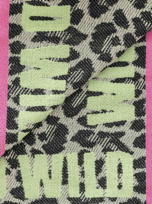 💕 Zwillingsherz Dreieckstuch Viereck "Wild Leopard" Wolle Pink Grün