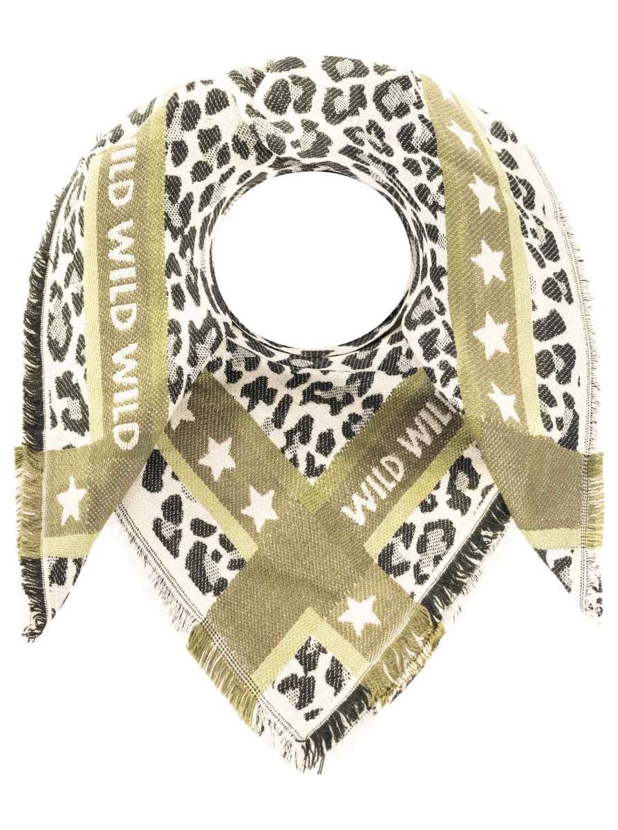 💕 Zwillingsherz Viereckstuch "Wild Star" Wolle Grün