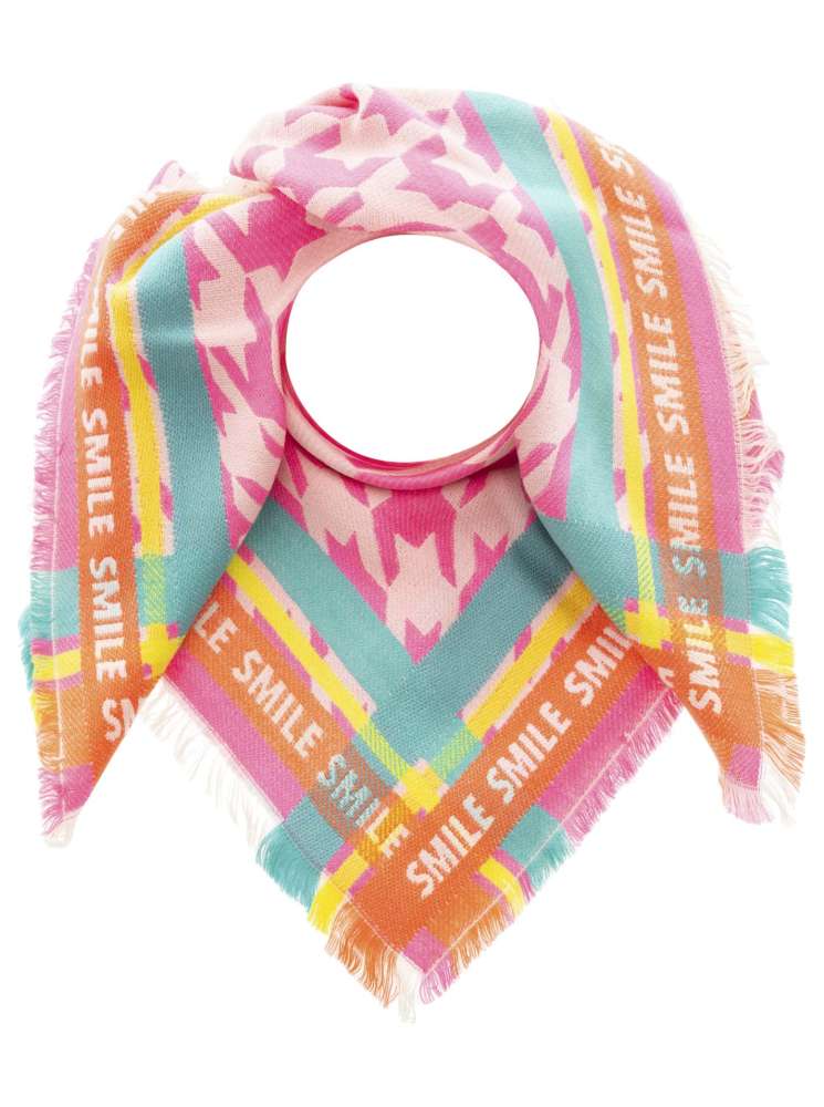 💕 Zwillingsherz Dreieckstuch Viereck "Hahnentritt Smile" Wolle Pink