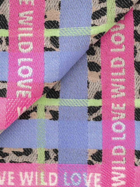 💕 Zwillingsherz Viereckstuch "Leo wild love" Wolle Beige Blau