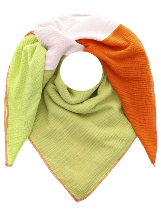 💕 Zwillingsherz Dreieckstuch "Nikita" Musselin Viereck Lime Orange Weiß