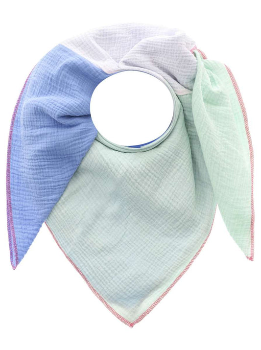 💕 Zwillingsherz Dreieckstuch "Nikita" Musselin Viereck Mint Blau Weiß