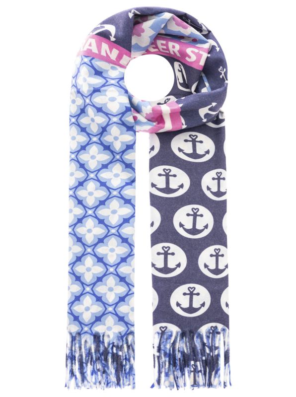 Zwillingsherz Schal "Mixed Maritim Wellen Meer" Blau