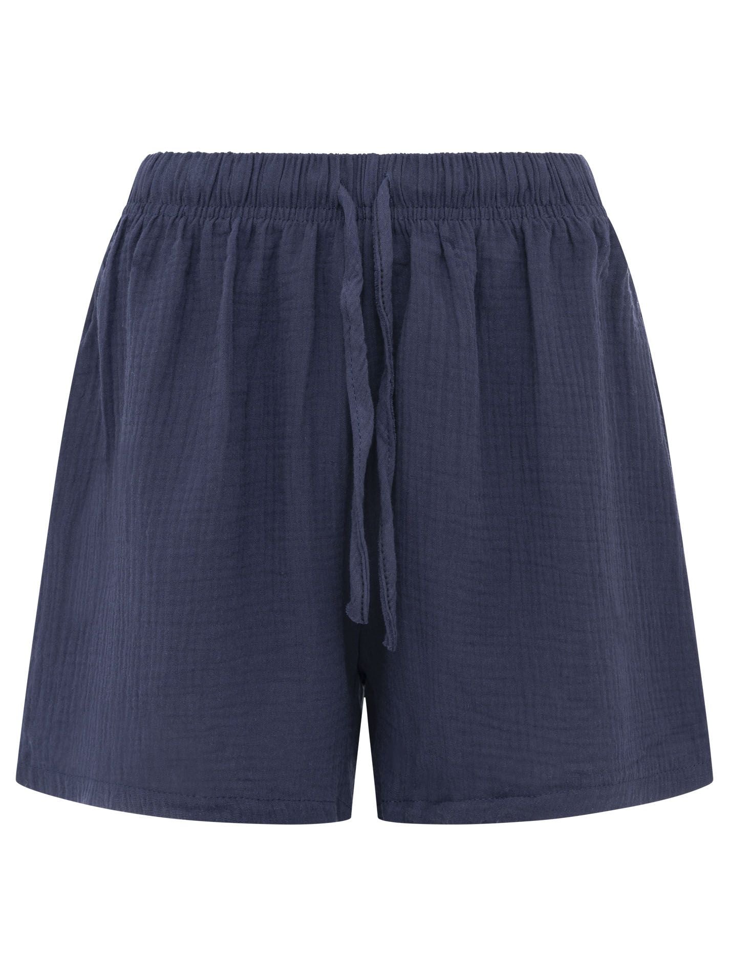 💕 Zwillingsherz Shorts Hose Kurz Musselin "Uni" Navy