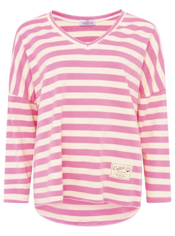 💕 Zwillingsherz Sweatshirt "Große Streifen" Sweater Oversize Pink