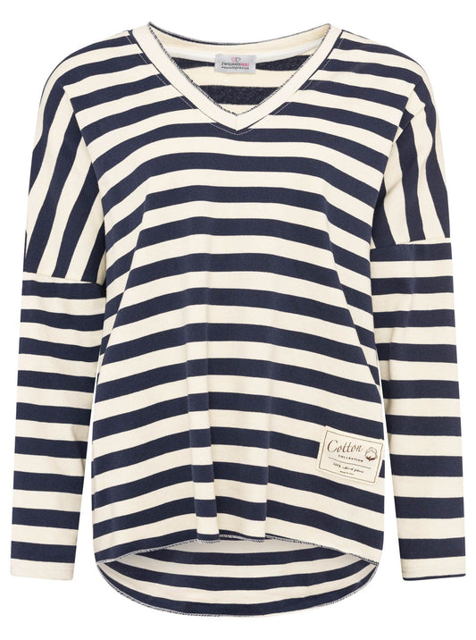 💕 Zwillingsherz Sweatshirt "Große Streifen" Sweater Oversize Navy