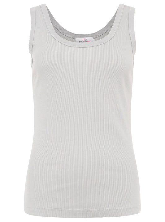 💕 Zwillingsherz Top "Rippe" Tanktop Hellgrau