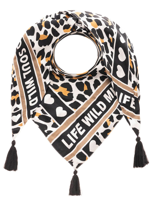 💕 Zwillingsherz Dreieckstuch "Life Wild" 100 % Viskose nachhaltig Schwarz