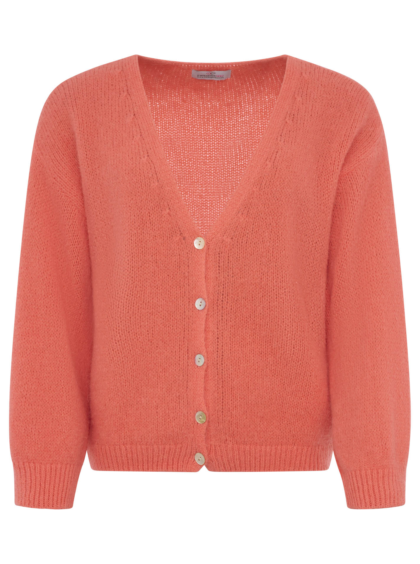💕 Zwillingsherz Strickjacke kurz "Uni" Wolle Mandarin