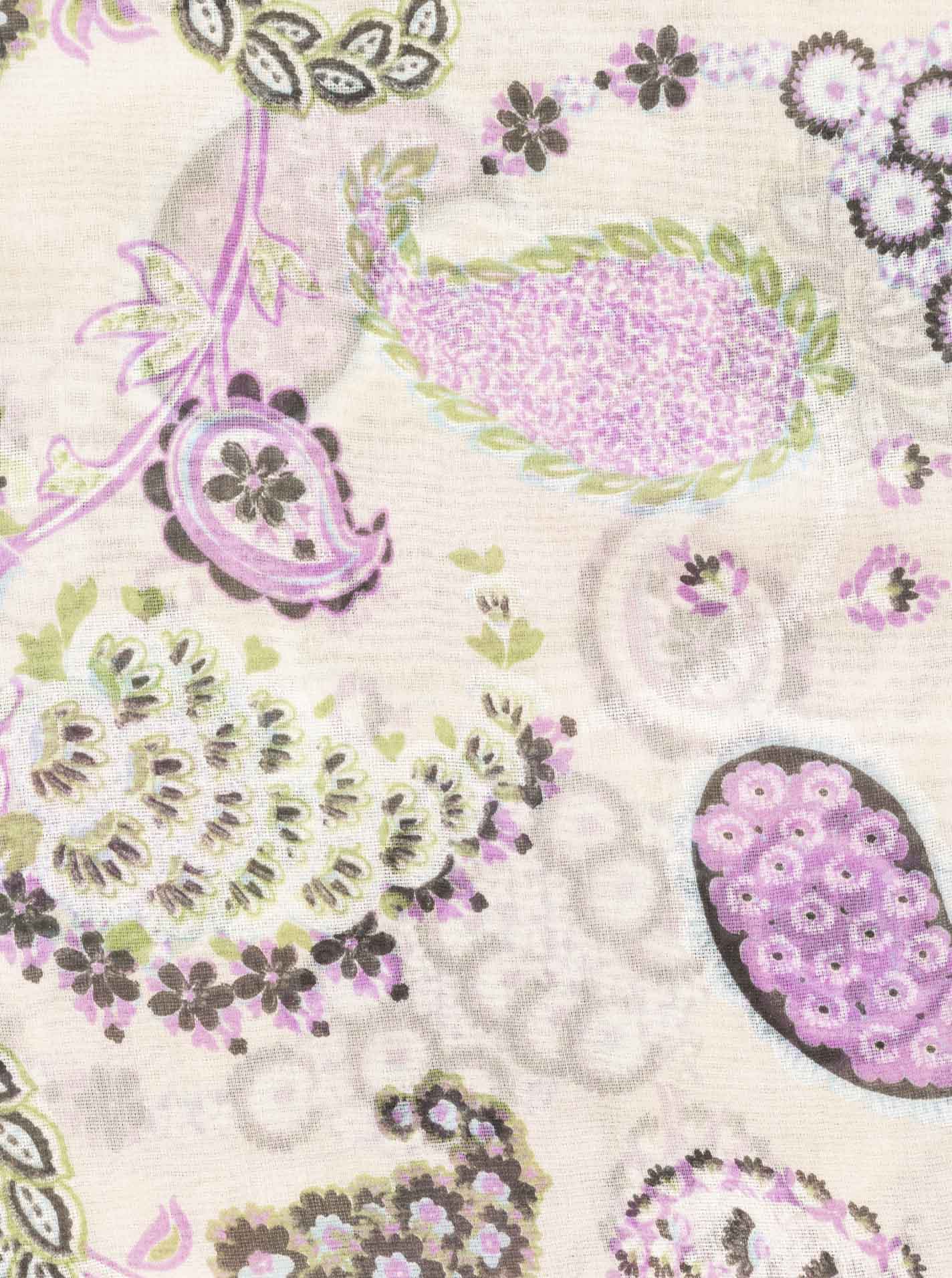 Schal Tuch "Paisley Poetry" Baumwolle Seide Hellbeige