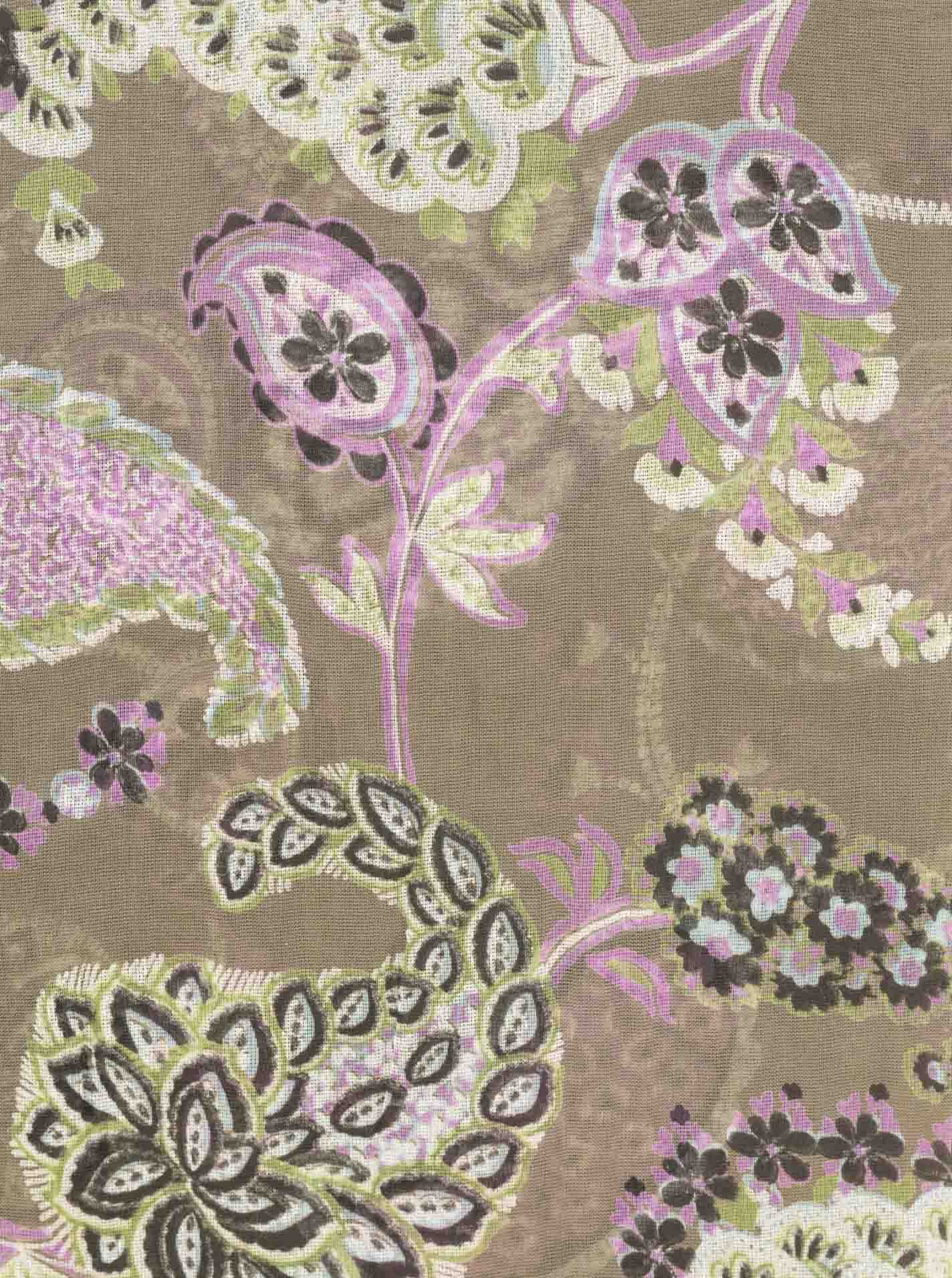 Schal Tuch "Paisley Poetry" Baumwolle Seide Khaki