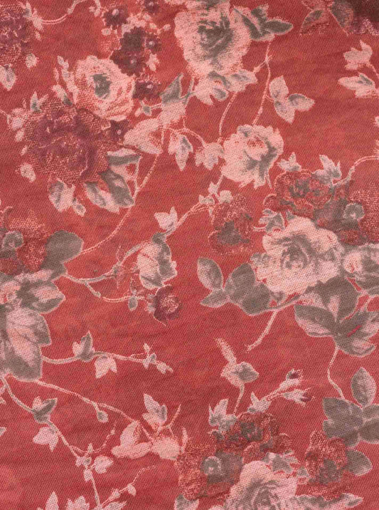 Schal Tuch "Bloomie" Baumwolle Seide Rot