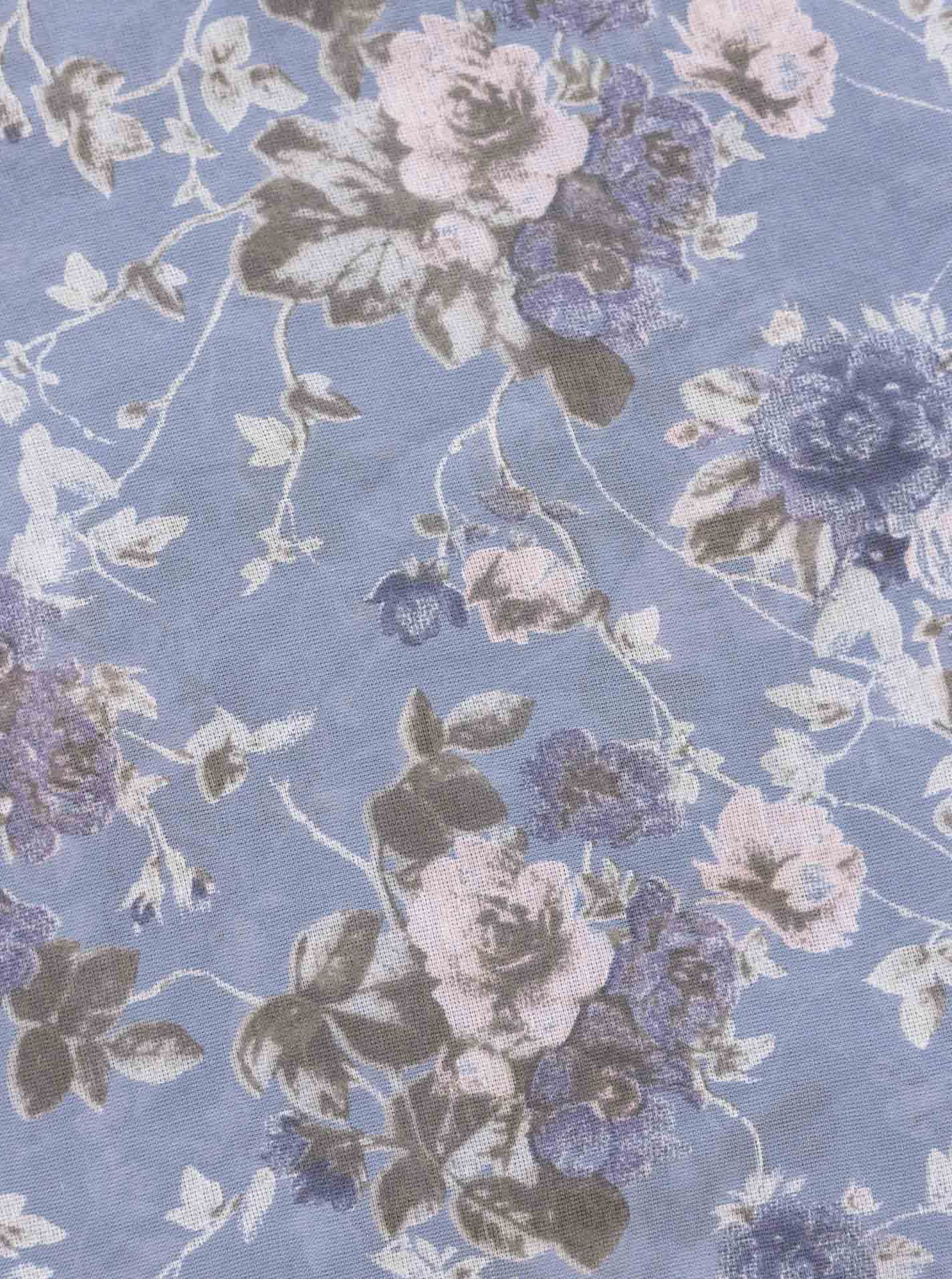 Schal Tuch "Bloomie" Baumwolle Seide Blau