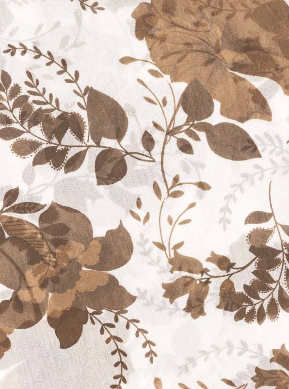 Schal Tuch "Floral Fantasy" Baumwolle Seide Braun