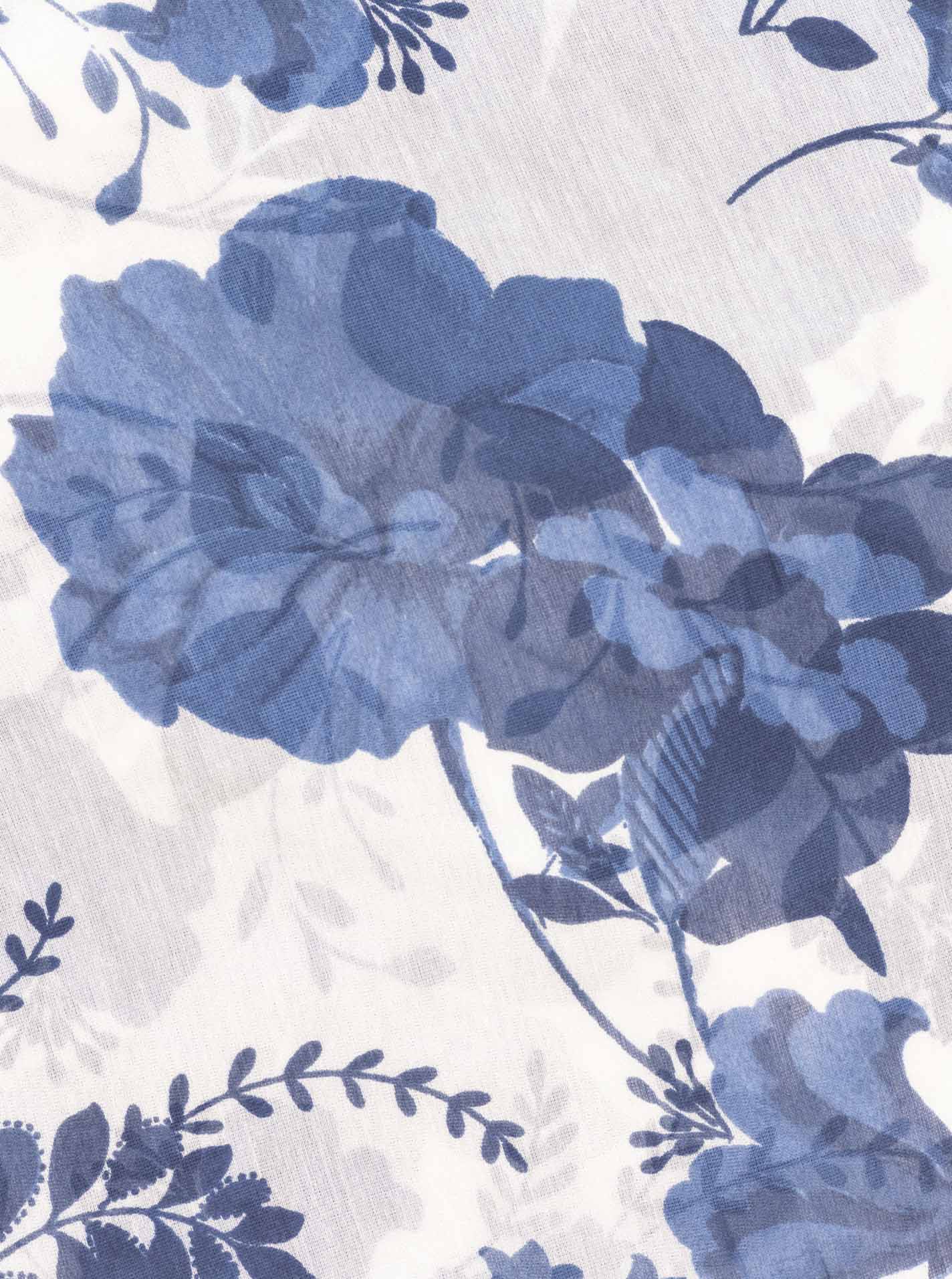 Schal Tuch "Floral Fantasy" Baumwolle Seide Blau