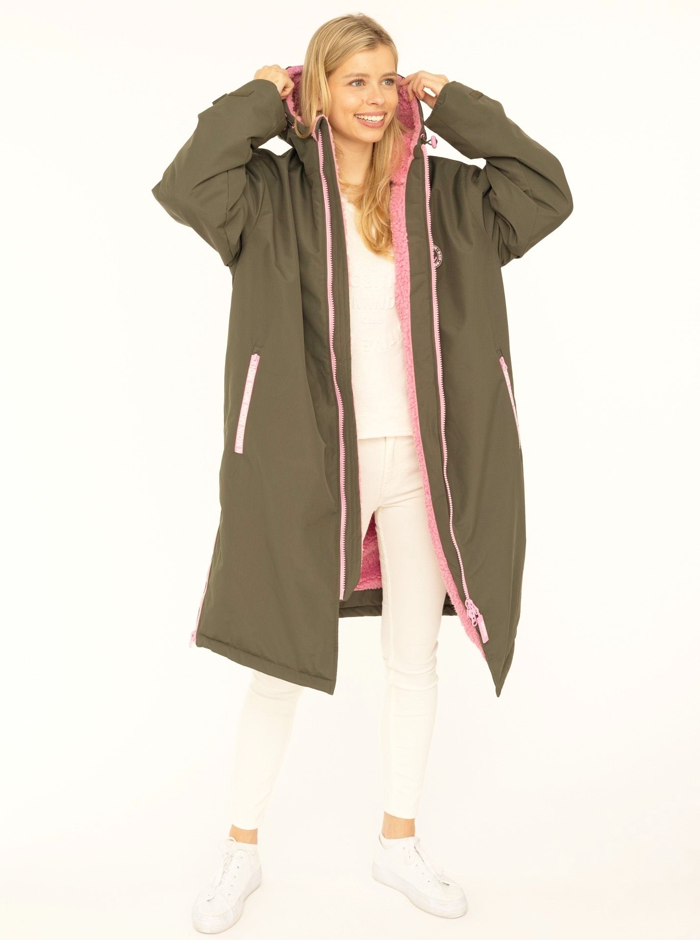 💕 Zwillingsherz Oversize "Windjacke" Windmantel Khaki