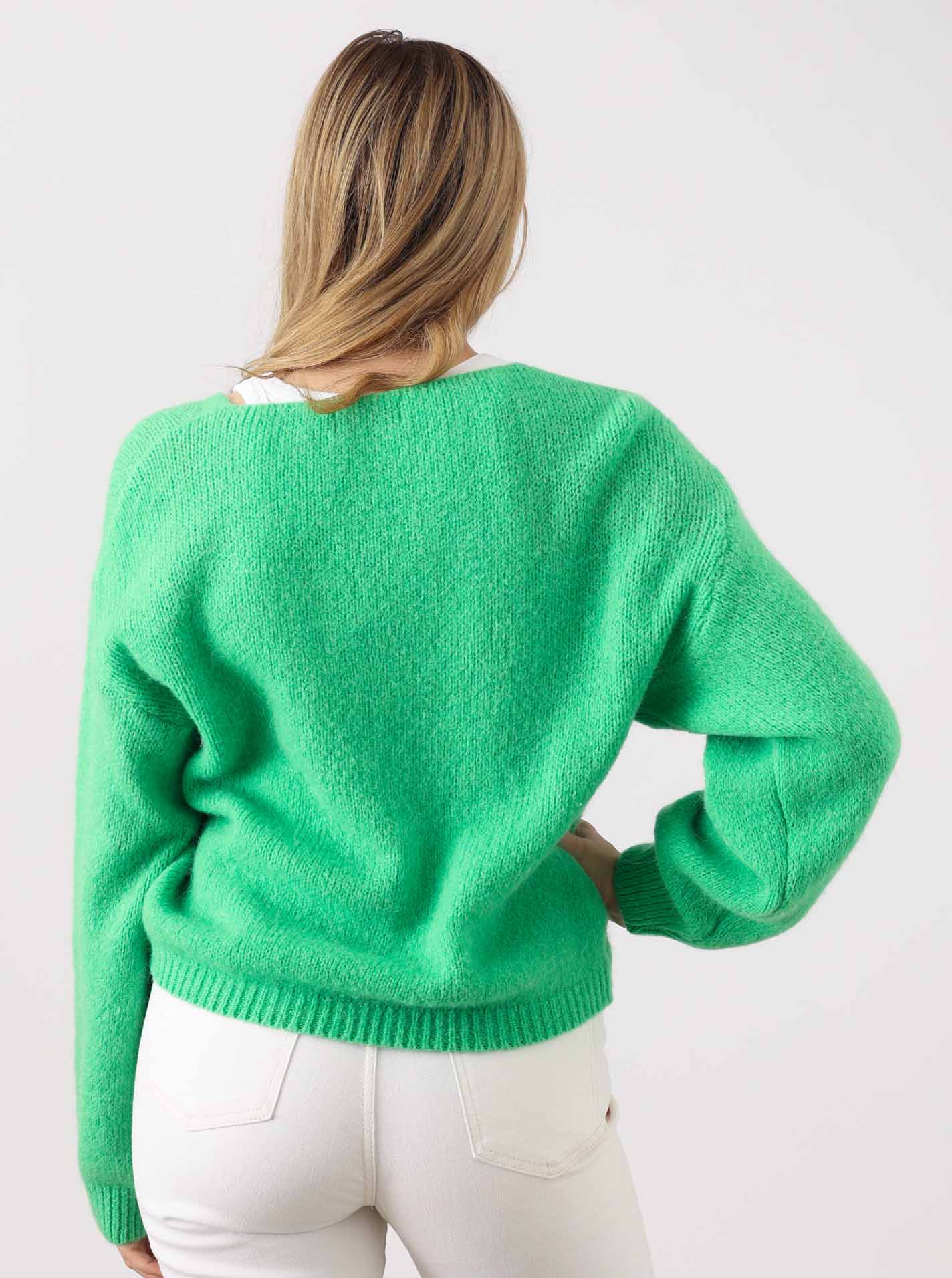 💕 Zwillingsherz Strickjacke kurz "Uni" Wolle Grün