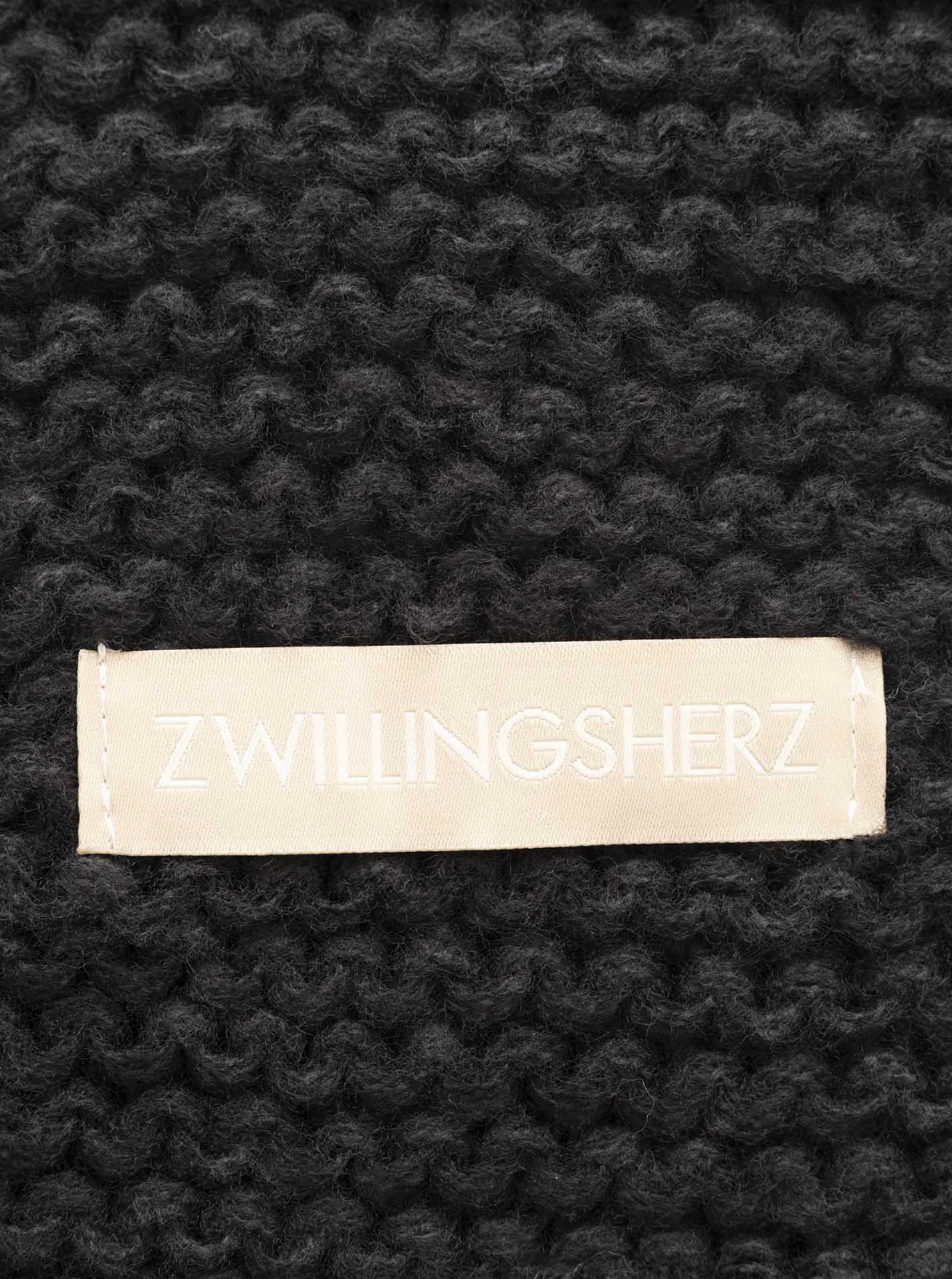 💕 Zwillingsherz Schal Grobstrick "Uni & Patch" Schwarz