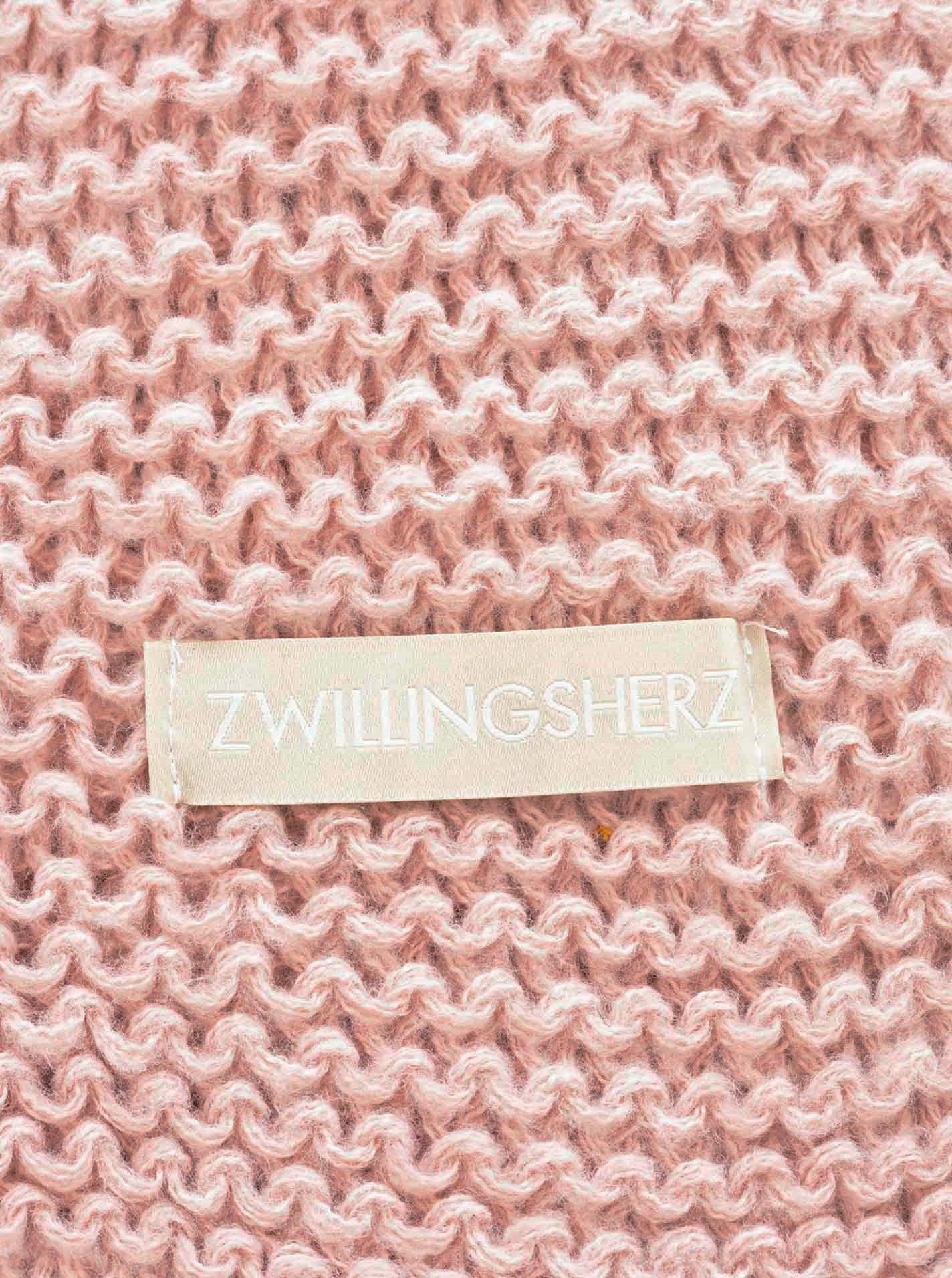 💕 Zwillingsherz Schal Grobstrick "Uni & Patch" Altrosa