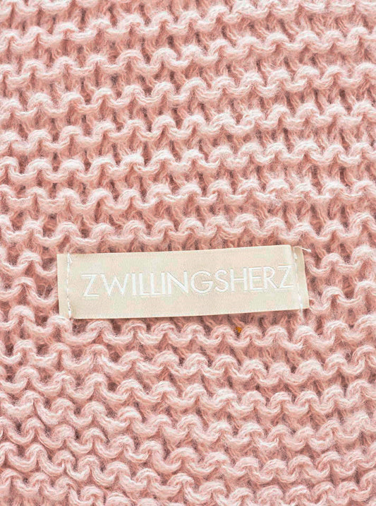 💕 Zwillingsherz Schal Grobstrick "Uni & Patch" Altrosa