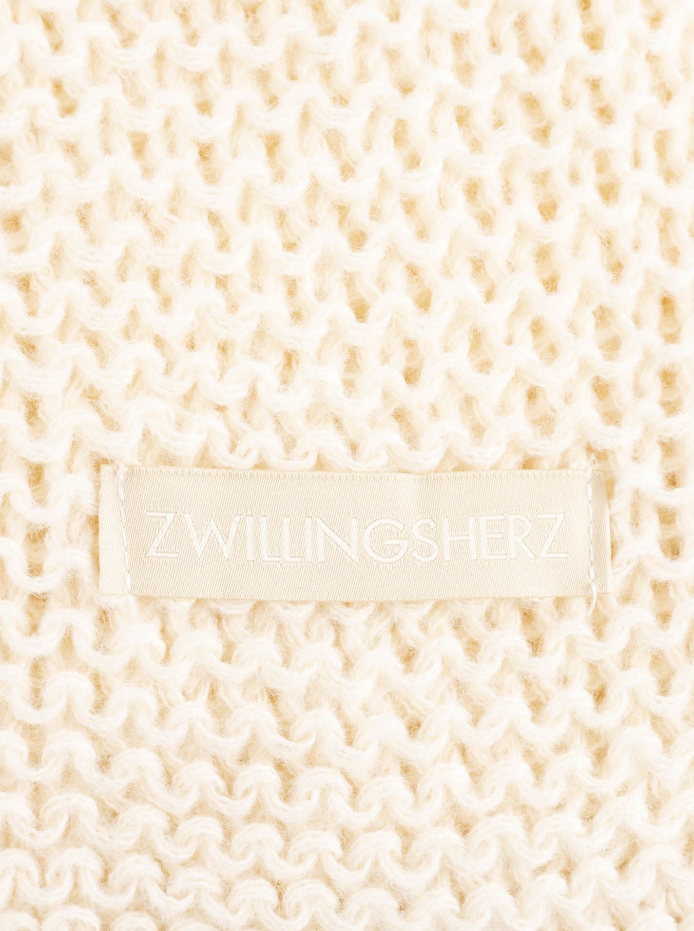 💕 Zwillingsherz Schal Grobstrick "Uni & Patch" Creme