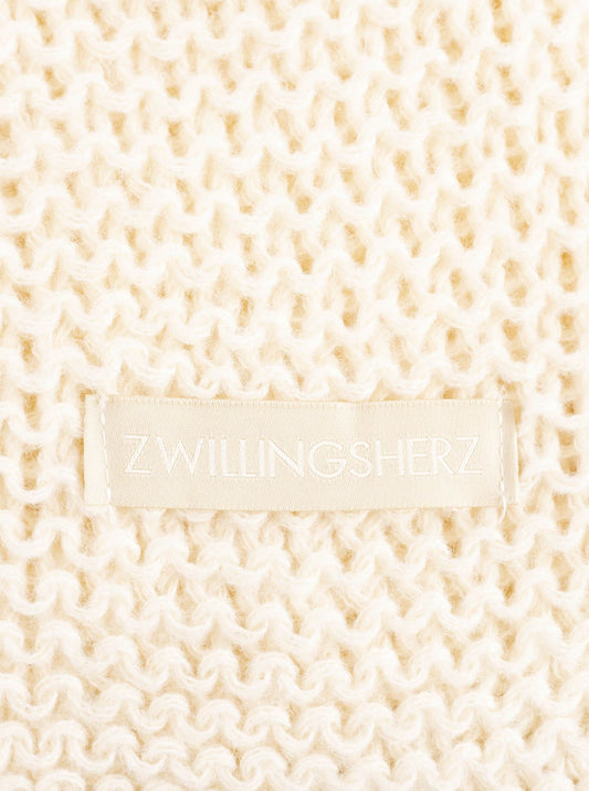 💕 Zwillingsherz Schal Grobstrick "Uni & Patch" Creme