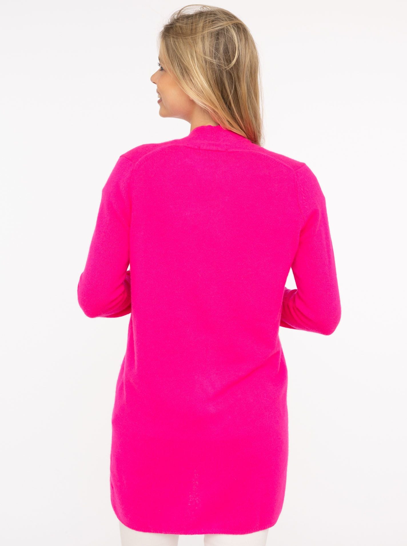 đź’•Zwillingsherz Strickjacke "Uni" Lang 100 % Kaschmir Loose Knit Neonpink