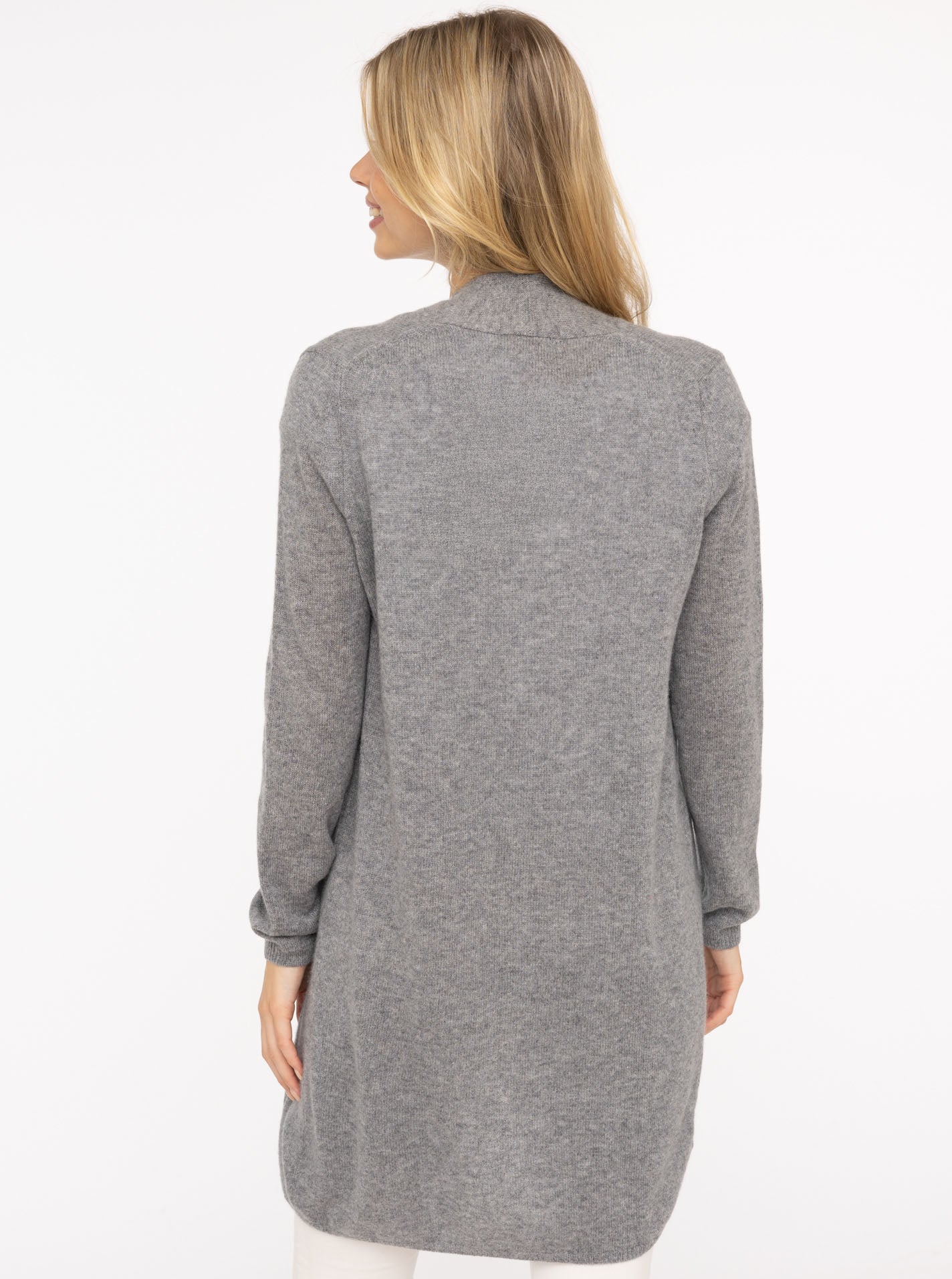 đź’•Zwillingsherz Strickjacke "Uni" Lang 100 % Kaschmir Loose Knit Mittelgrau