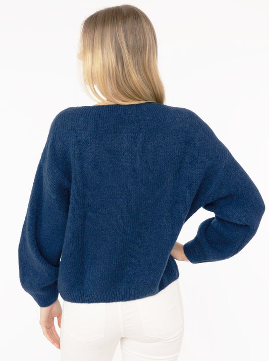 💕 Zwillingsherz Strickjacke kurz "Uni" Wolle Navy