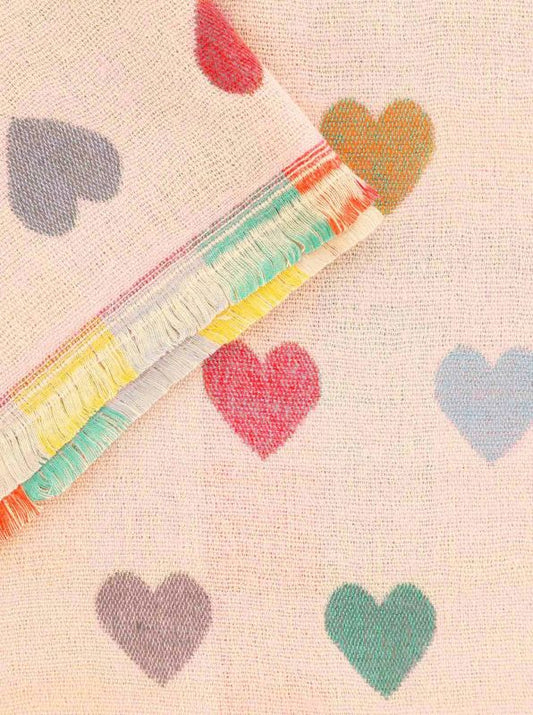 💕 Zwillingsherz Schal "Herzen" Soft Viskose Wolle Beige