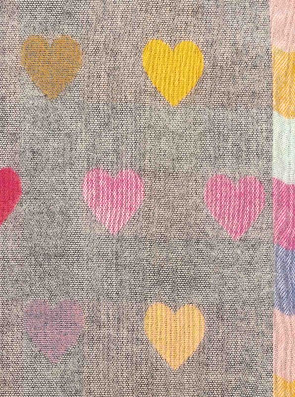 💕 Zwillingsherz Schal "Herzen" Soft Viskose Wolle Hellgrau
